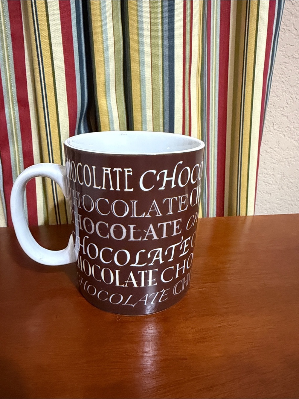 Chocolate Script Ceramic Coffee Mug - Brown and White